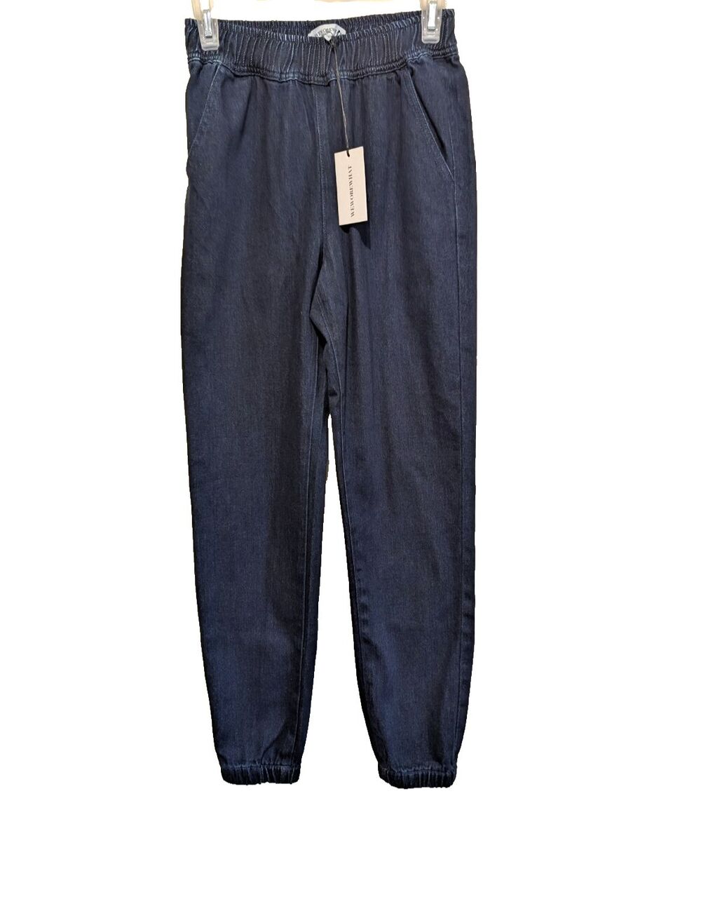 We Wore What Denim Jogger Dark Wash Pull On High Rise Elastic Waist Cotton XS